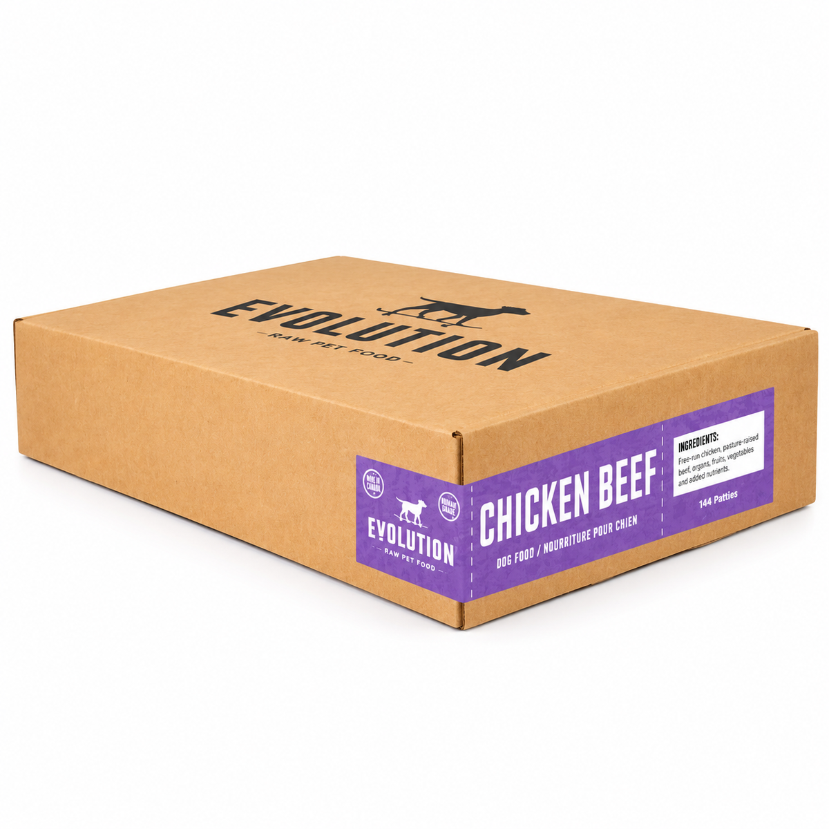 Free-Run Chicken & Pasture-Raised Beef Patties w/ fruit & veg